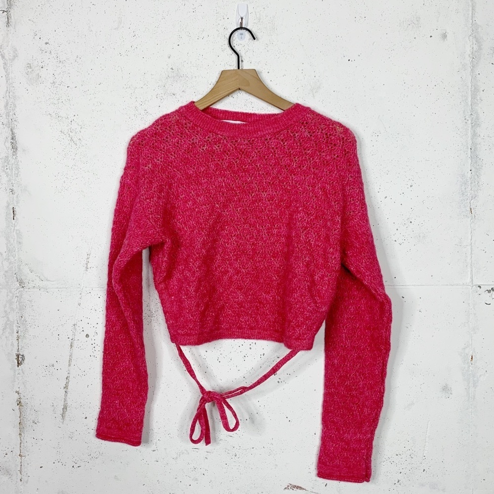Zara Cropped Knit Tie Back Cropped Sweater Size Medium